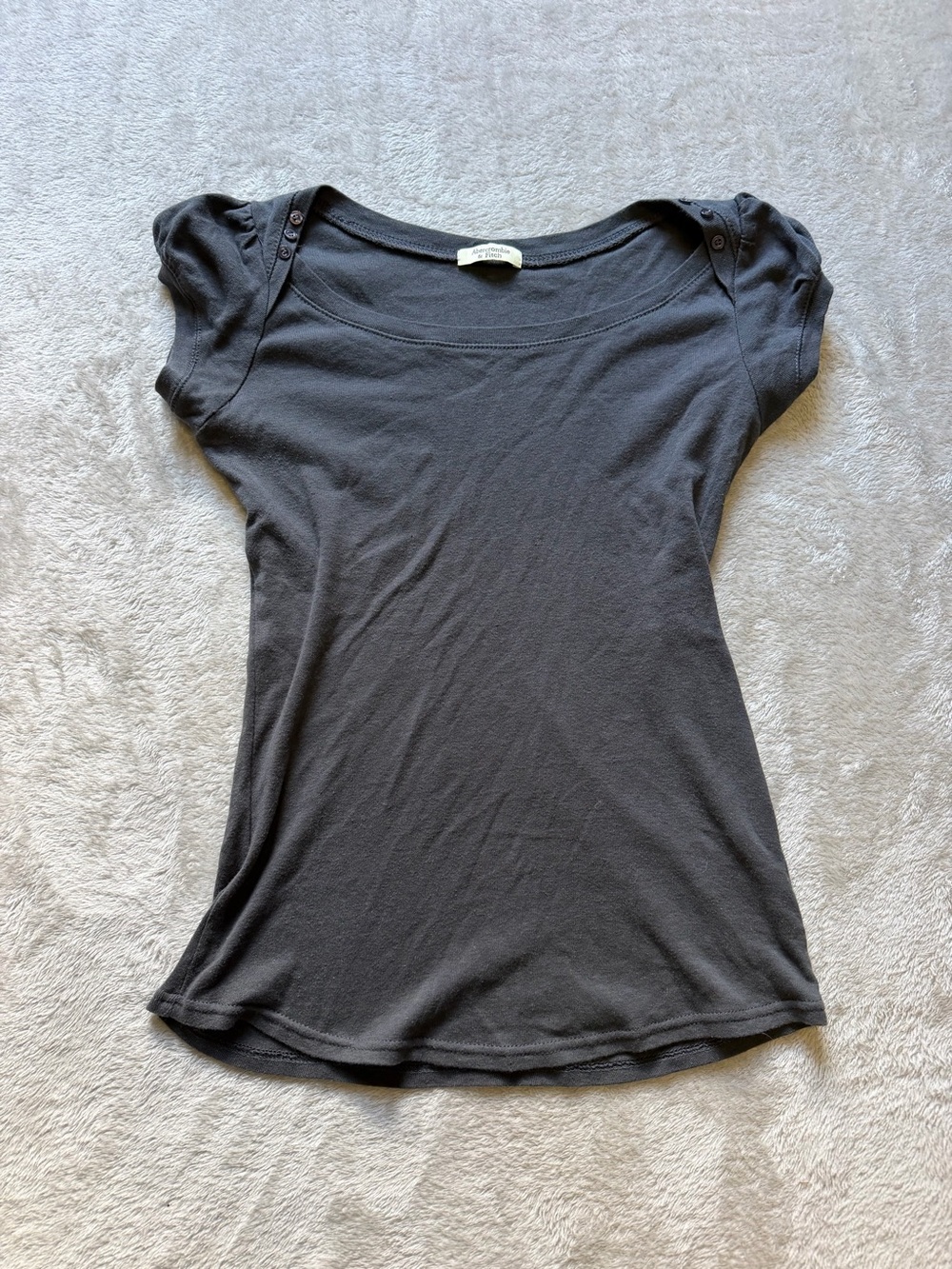 Y2K Vintage Abercrombie & Fitch Black Scoop Neck Cap Sleeve Tee